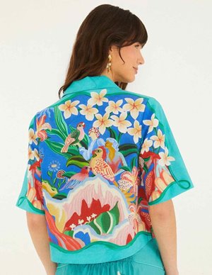 Farm Rio garden of life crop shirt - multi detail