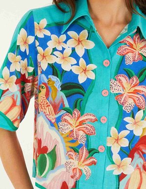 Farm Rio garden of life crop shirt - multi side