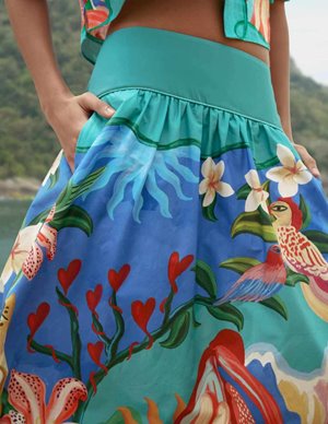 Farm Rio garden of life midi skirt - multi side